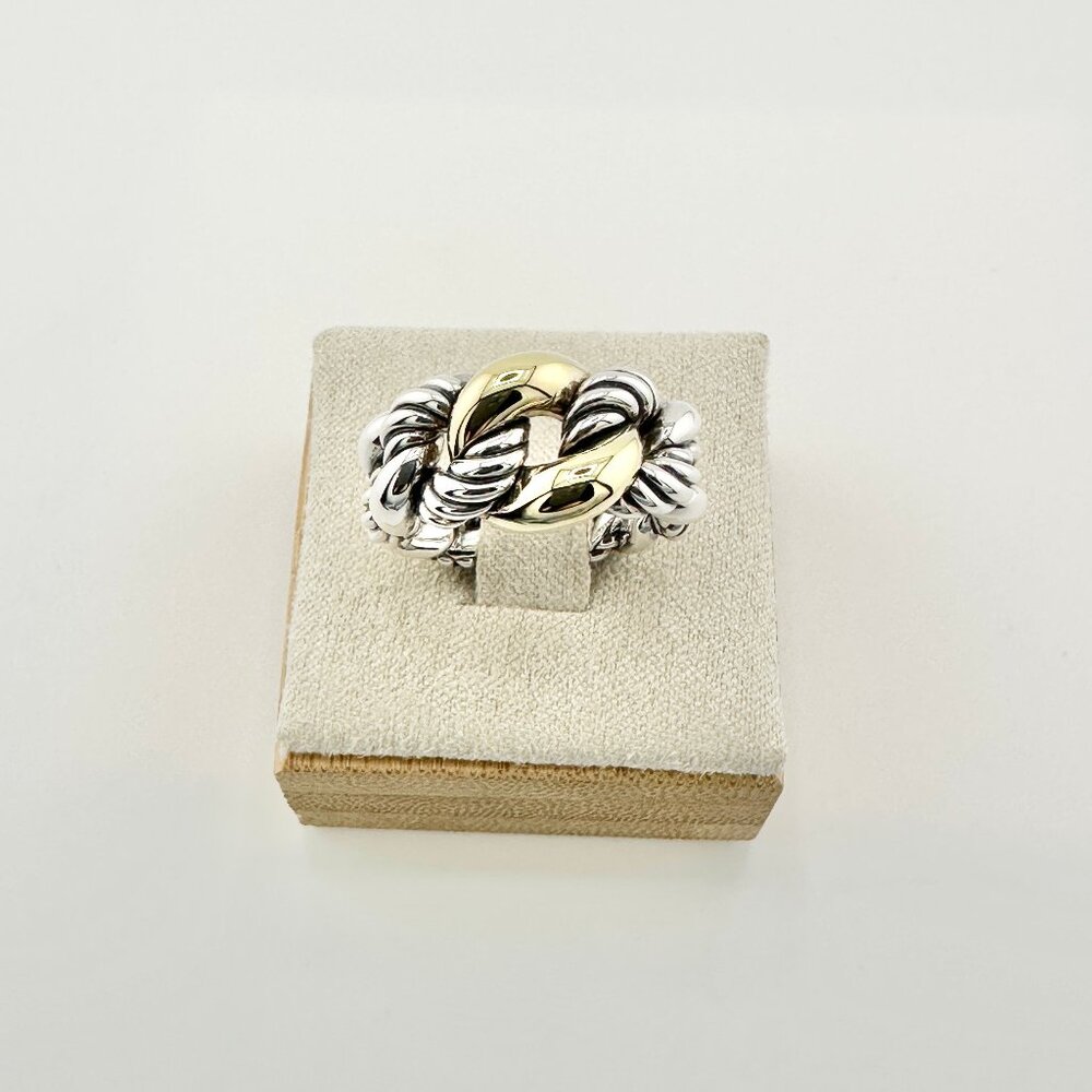 David Yurman Belmont Curb Ring w/ 18K Yellow Gold - 12mm - Size 6 - RARE